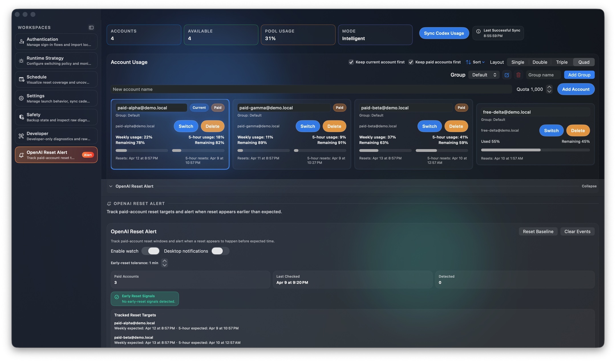 Codex帳號管理Macos工具CodexPoolManager - 監測OpenAI是否有reset
